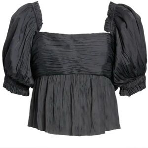 NWT Frame Silk black puff sleeve blouse